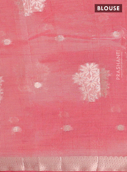 Semi raw silk saree dark pink with zari woven buttas and zari woven border