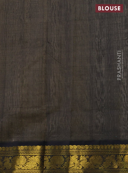 Silk cotton saree beige and black with allover vairosi pattern & buttas and zari woven border