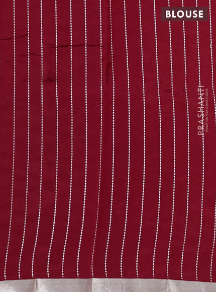 Poona silk saree red with zari woven floral buttas and zari woven piping border