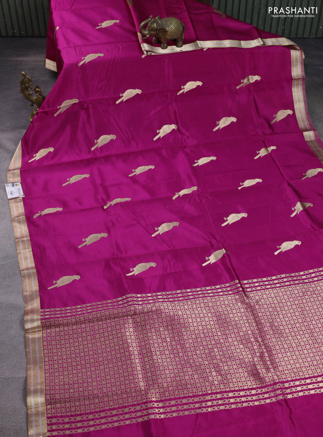 Poona silk saree pink with zari woven buttas and zari woven border