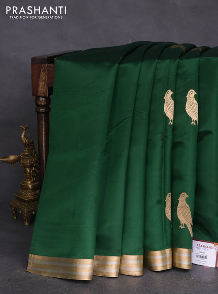 Poona silk saree green with zari woven buttas and zari woven border
