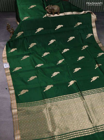 Poona silk saree green with zari woven buttas and zari woven border