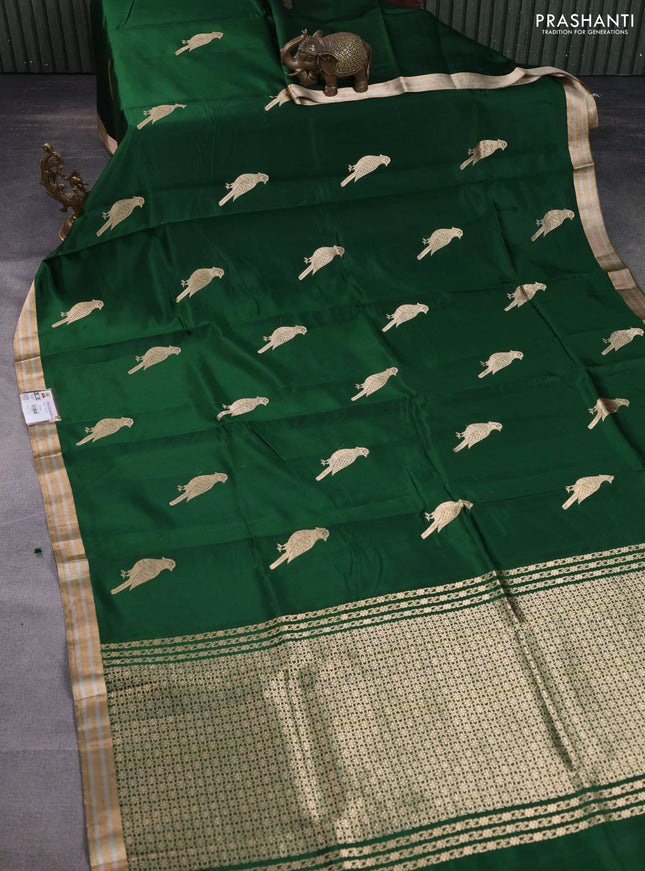 Poona silk saree green with zari woven buttas and zari woven border