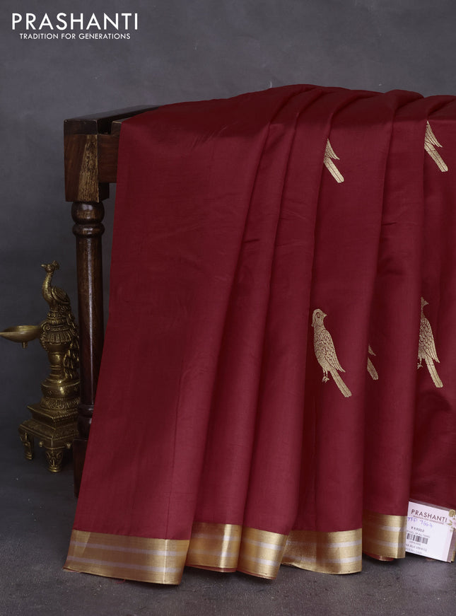 Poona silk saree red with zari woven buttas and zari woven border