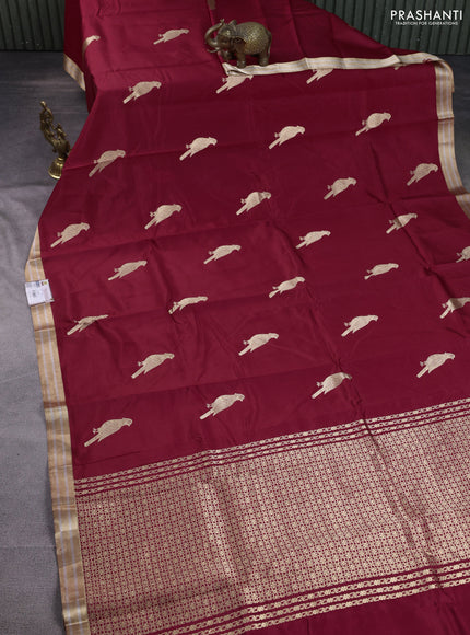 Poona silk saree red with zari woven buttas and zari woven border