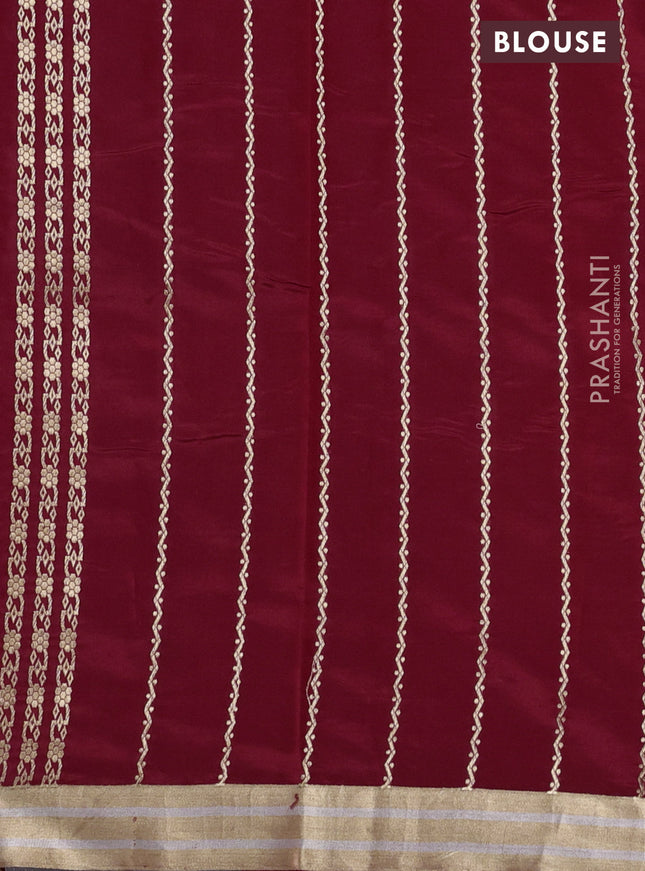 Poona silk saree red with zari woven buttas and zari woven border
