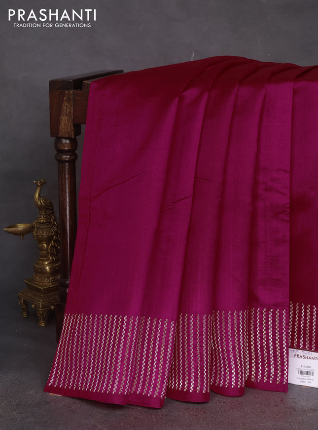 Poona silk saree pink with plain body and zari woven border