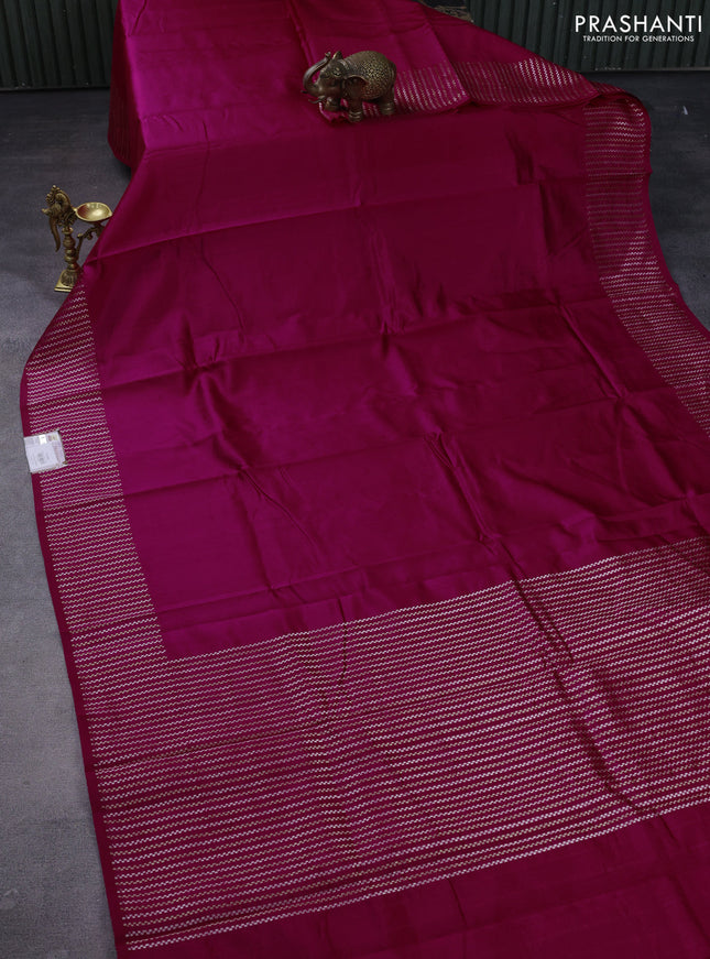 Poona silk saree pink with plain body and zari woven border