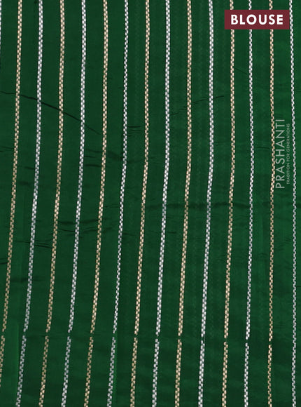 Poona silk saree green with plain body and zari woven border