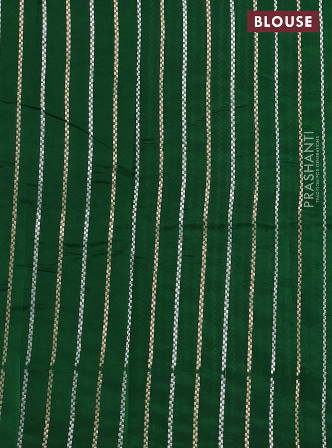 Poona silk saree green with plain body and zari woven border