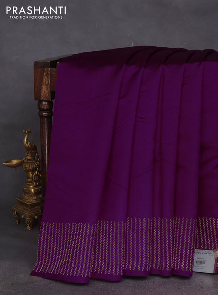 Poona silk saree purple with plain body and zari woven border