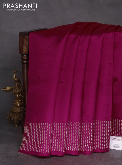 Poona silk saree pink with plain body and zari woven border