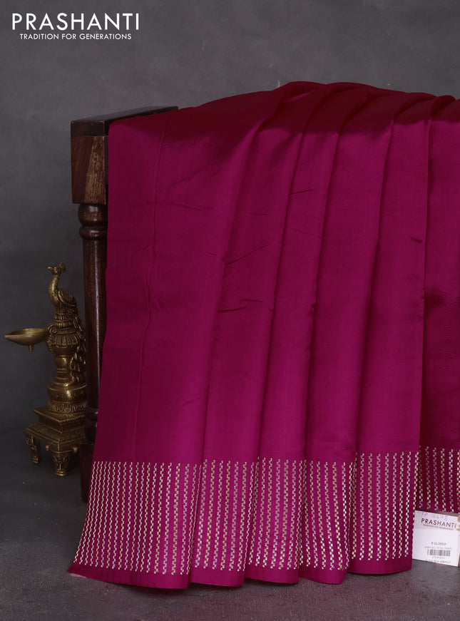 Poona silk saree pink with plain body and zari woven border