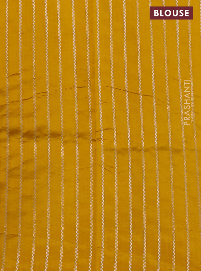 Poona silk saree mustard yellow with plain body and zari woven border