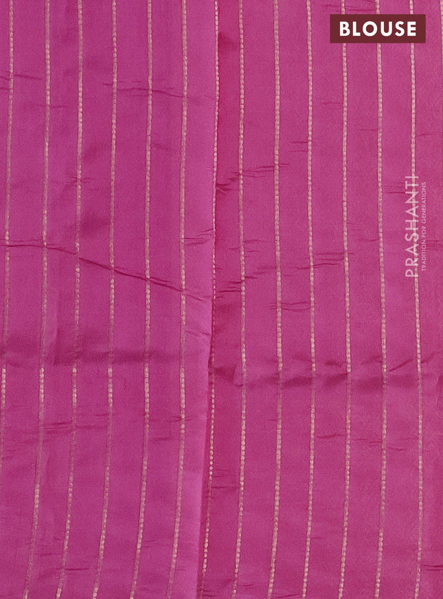 Poona silk saree pink with silver & gold zari woven buttas and zari woven simple border