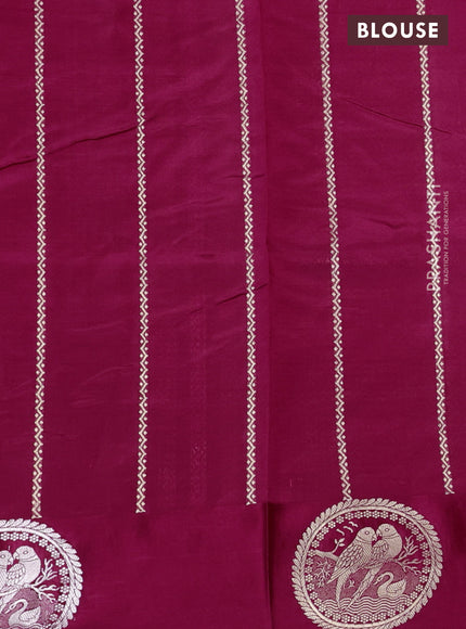 Poona silk saree pink with silver & gold zari buttas and satin border