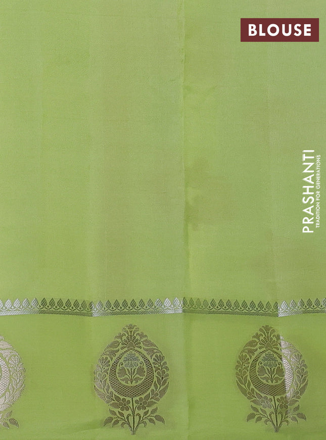Banarasi poona silk saree green and pista green with allover zari woven mina weaves and zari woven butta border