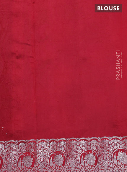 Poona silk saree green with allover zari woven mina weaves and silver zari woven border