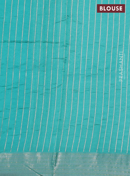 Poona silk saree teal blue with silver & gold zari woven buttas in borderless style