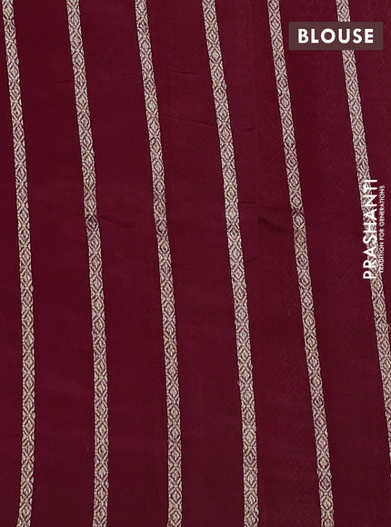 Poona silk saree red with silver & gold zari woven buttas in borderless style