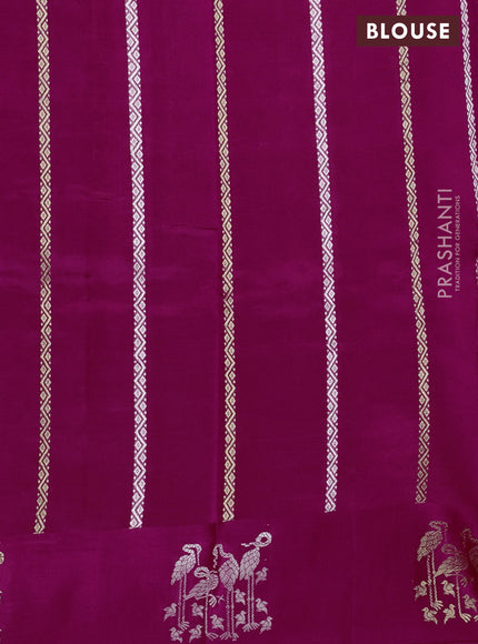 Poona silk saree pink with silver & gold zari woven buttas and satin border