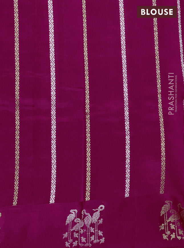 Poona silk saree pink with silver & gold zari woven buttas and satin border