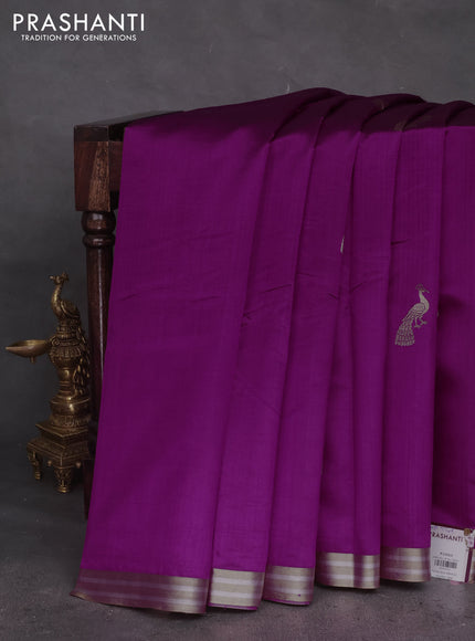 Poona silk saree purple with zari woven floral buttas and zari woven border