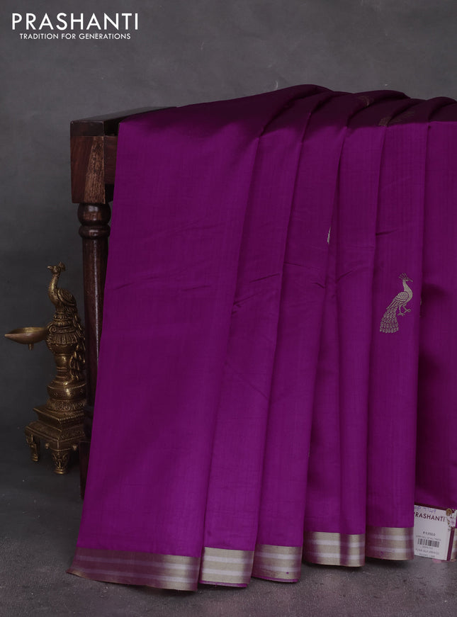 Poona silk saree purple with zari woven floral buttas and zari woven border