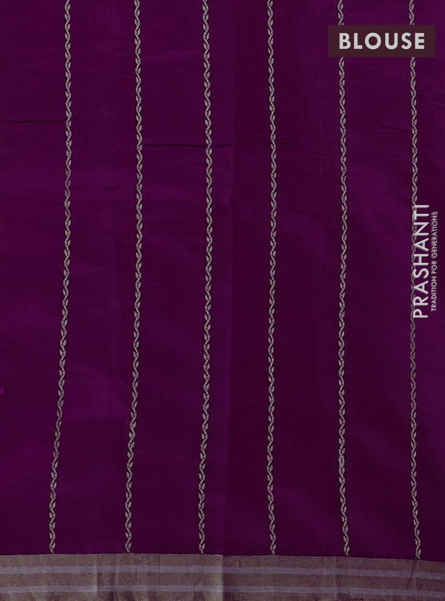 Poona silk saree purple with zari woven floral buttas and zari woven border