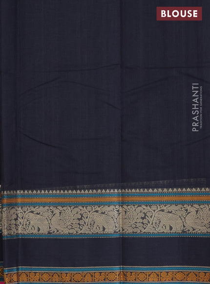 Kanchi cotton saree black and magenta pink with zari woven buttas and rettapet thread woven border