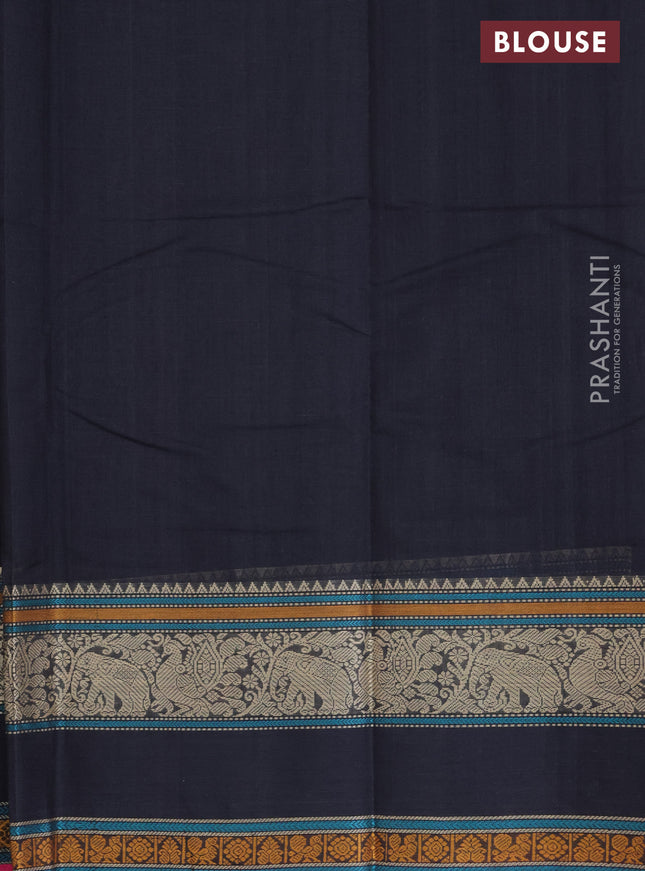 Kanchi cotton saree black and magenta pink with zari woven buttas and rettapet thread woven border