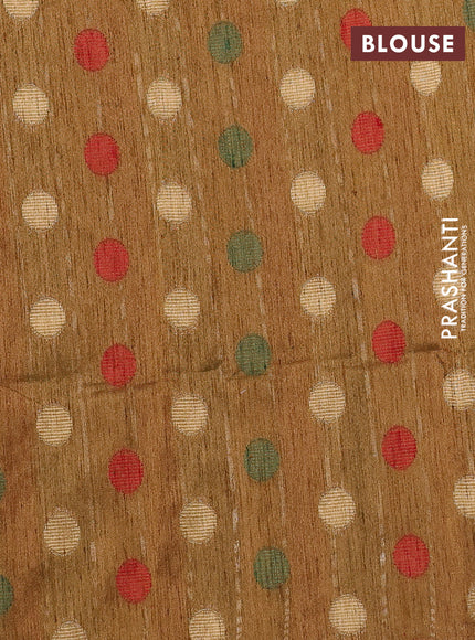 Semi dupion saree dark mustard and multi colour with allover kantha stitch work and zari woven border