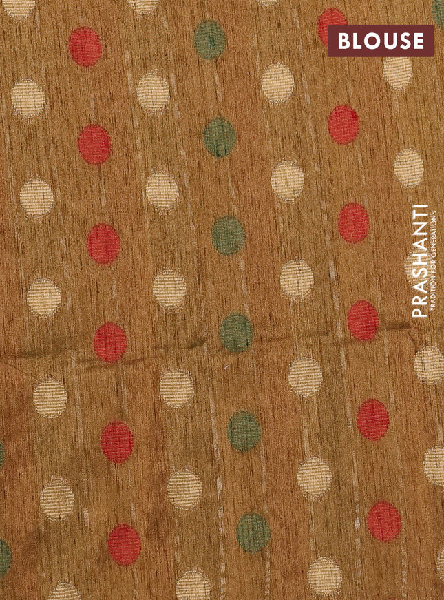 Semi dupion saree dark mustard and multi colour with allover kantha stitch work and zari woven border