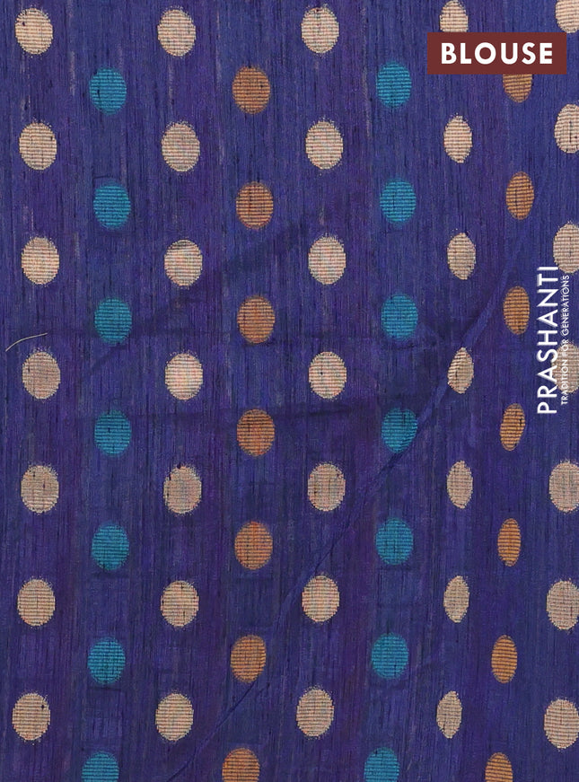 Semi dupion saree navy blue and multi colour with allover kantha stitch work and zari woven border
