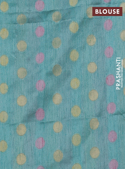 Semi dupion saree teal green and multi colour with allover kantha stitch work and zari woven border