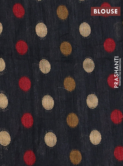 Semi dupion saree black and multi colour with allover kantha stitch work and zari woven border