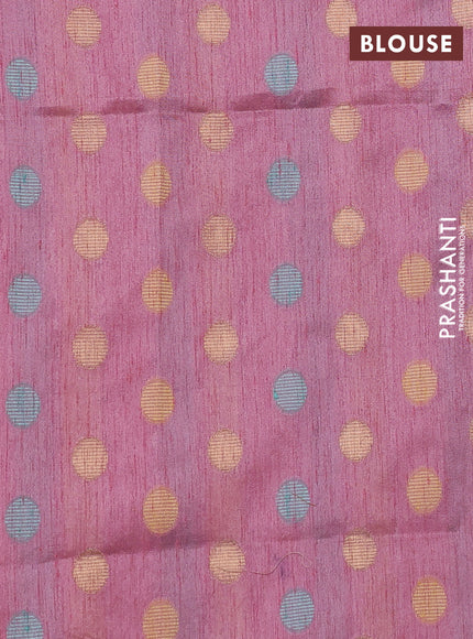 Semi dupion saree pastel pink and multi colour with allover kantha stitch work and zari woven border