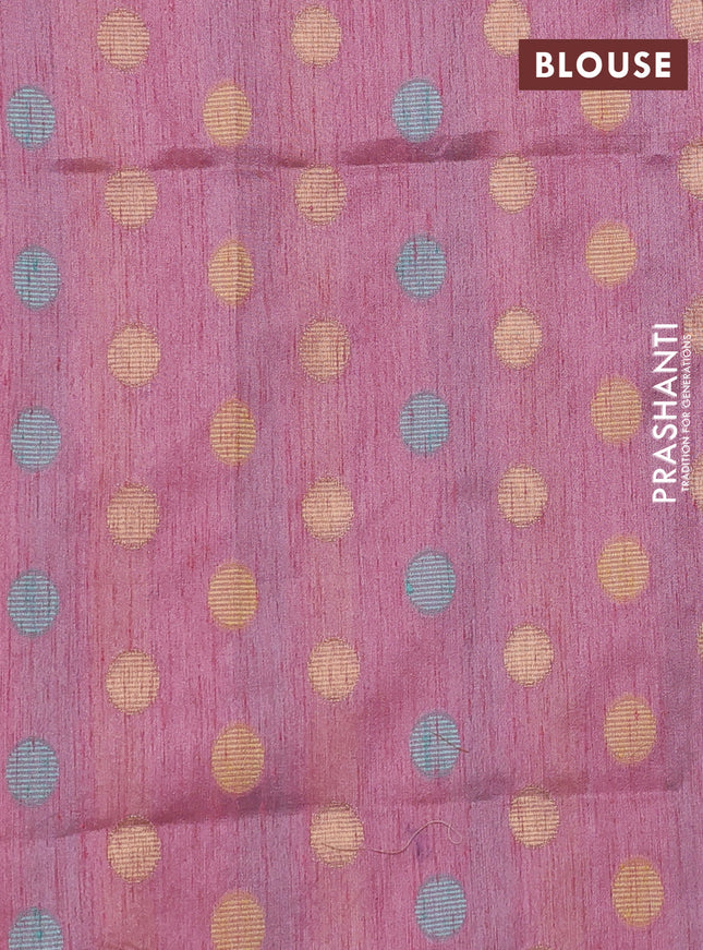 Semi dupion saree pastel pink and multi colour with allover kantha stitch work and zari woven border