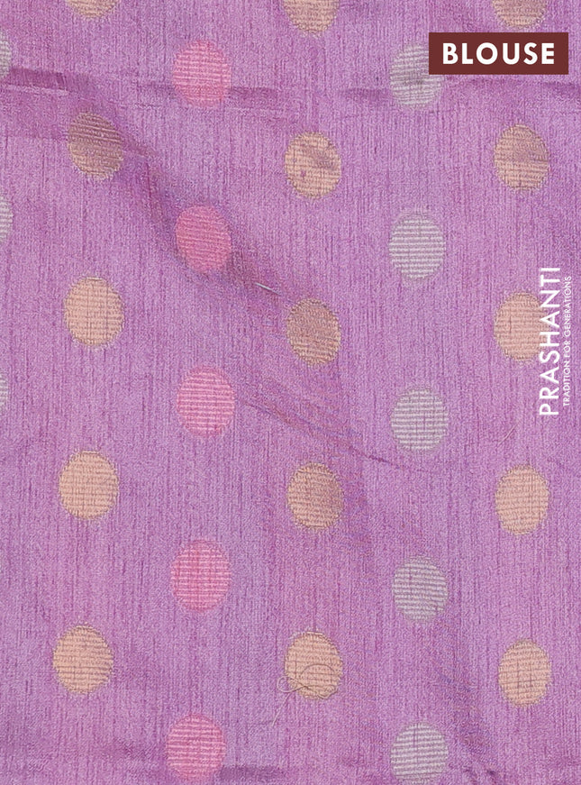 Semi dupion saree lavender and multi colour with allover kantha stitch work and zari woven border