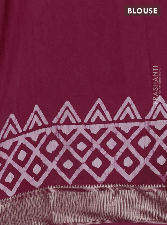 Semi chanderi saree tomato red with batik butta prints and zari woven border
