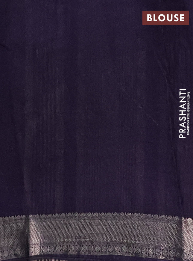 Semi chanderi saree deep jamun and sandal with zari weaves and long ajrakh printed zari border