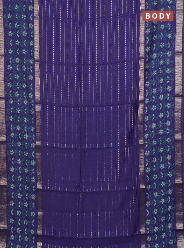 Semi chanderi saree lavender shade with allover zari weaves and long printed zari border