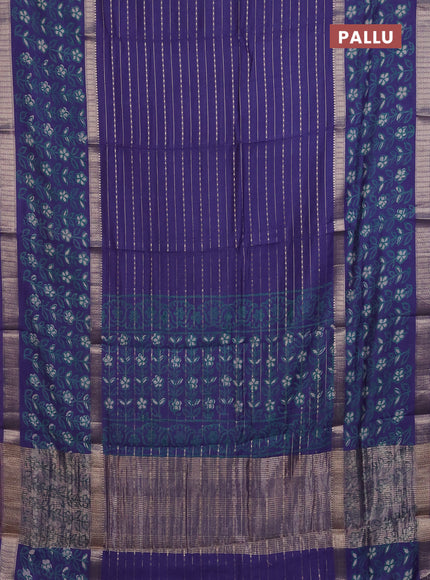 Semi chanderi saree lavender shade with allover zari weaves and long printed zari border