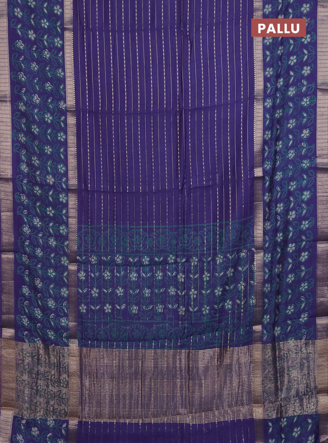 Semi chanderi saree lavender shade with allover zari weaves and long printed zari border