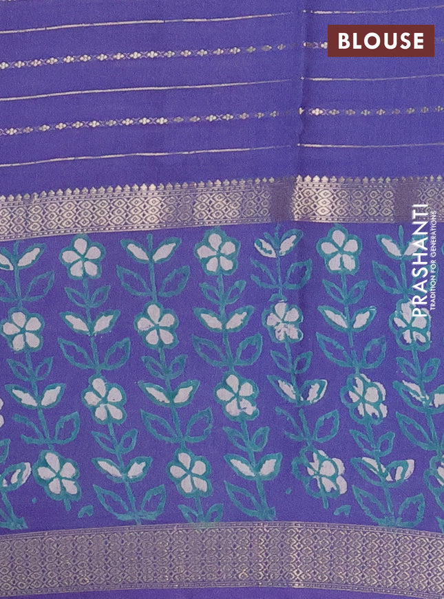 Semi chanderi saree lavender shade with allover zari weaves and long printed zari border