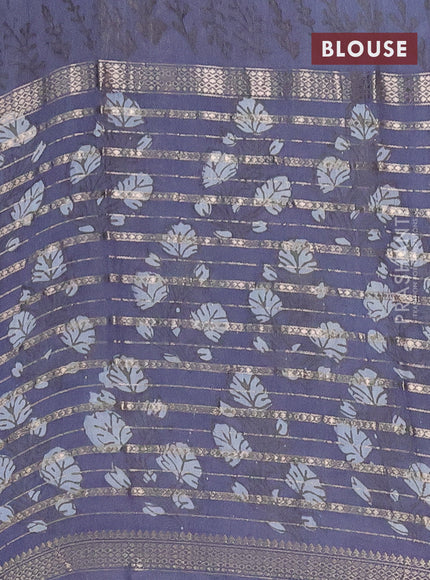 Semi chanderi saree grey with allover ajrakh prints and long printed zari border