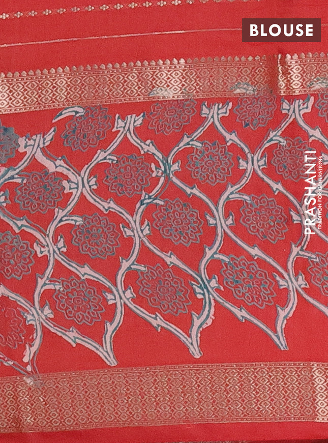 Semi chanderi saree rustic maroon with allover zari weaves and long printed zari border