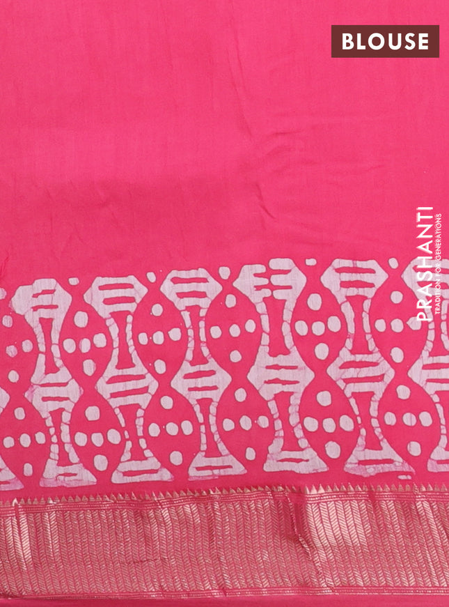 Semi chanderi saree pink with barik butta prints and long printed zari border