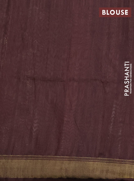 Semi tussar saree red and beige with plain body and madhubani printed pallu