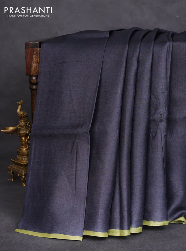 Pure tussar partly silk saree black and orange with plain body and kalamkari hand painted prints